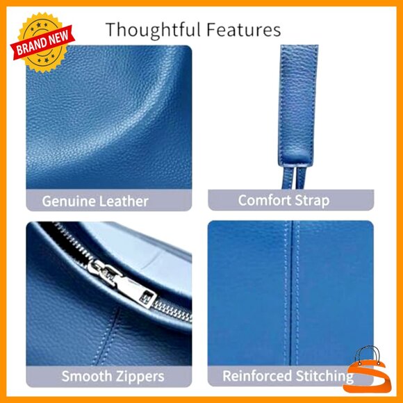 Large Genuine Leather Hobo Shoulder Bag Slouchy Handbag for Work - Picture 4 of 7